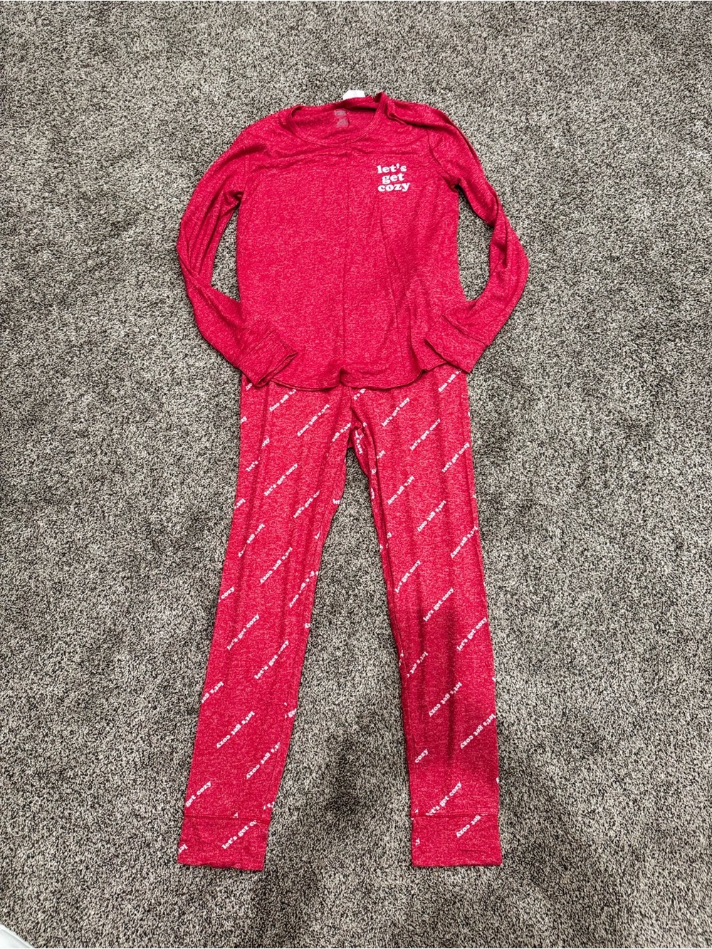 PINK Victoria's Secret Red 'let's get cozy' Pajama Set